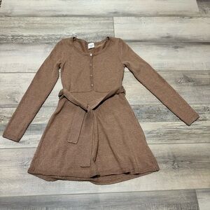 Abercrombie Kids Brown V-Neck Long Sleeve Sweater Dress
